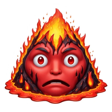 Create a volcano with its eyes tightly shut red face sticker