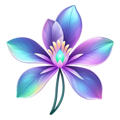 Dark Pastel iridescent transparent glossy bio-luminescent flower sticker