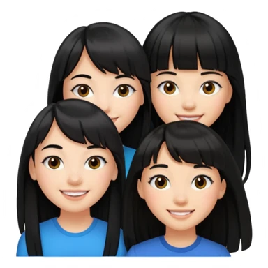 two teenage girls with long black hair, one with bangs, one with prominent lashes, friends sticker