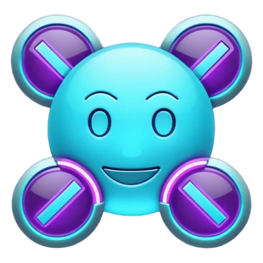 futuristic minimalistic emoji icon, letters "SANG" formed by three glowing digital lines representing Storm, Atom and NoizeGames, neon purple (#8B5CF6) and cyan (#00E0FF) on dark background, modern tech style, 1:1 aspect ratio
 sticker