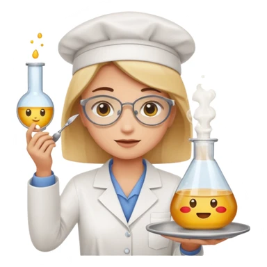 laboratory researcher analyzing dish emoji style. sticker