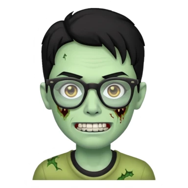 A zombie with glasses black hair and diamond teeth sticker