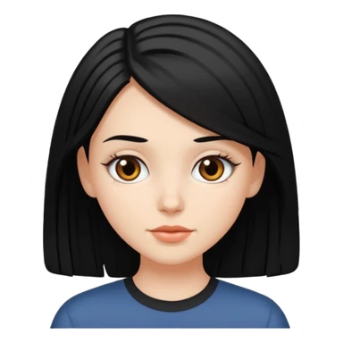 White girl with Black medium length hair sticker