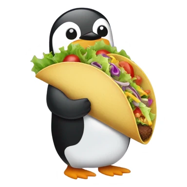 Penguin stomping on a taco sticker