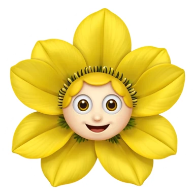 five leaved yellow anemone eyes mouth sticker