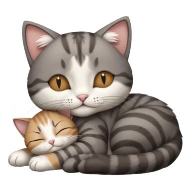 dark grey and white small cat with his eyes closed lying down leaning on its elbow with its paw curled under its head holding it up sticker