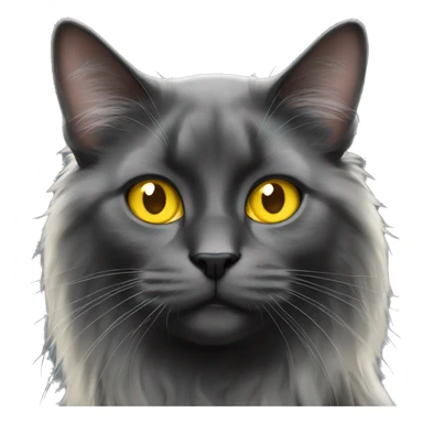 Black cat long hair big yellow eyes  sticker