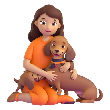 girl hugging dachshund sticker