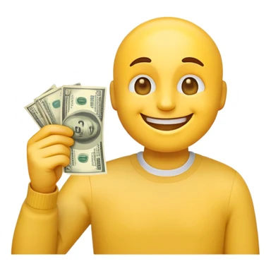 Emoji smiles with money in hand  sticker