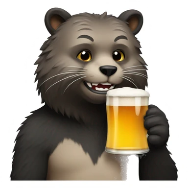 Bearcat drinking a beer sticker