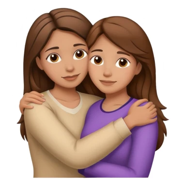 Hispanic mother and teen daughter brown hair hugging sticker