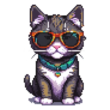 cool cat with sunglasses playful expression sticker