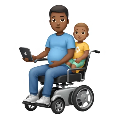 black pregnant man on motorized wheelchair sticker