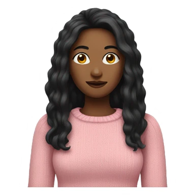 Woman with long black hair wearing a pink sweater  sticker