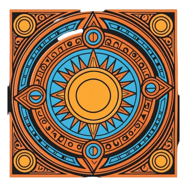 Toltec sun stone calendar with intricate designs sticker