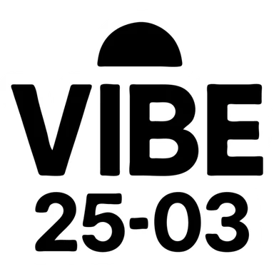 logo for VIBE25-03, sleek, monochrome, strong typography, subtle abstract element sticker