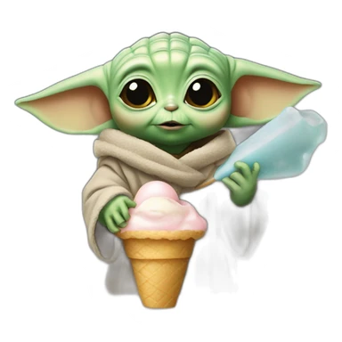 Baby yoda holding ice cream sticker