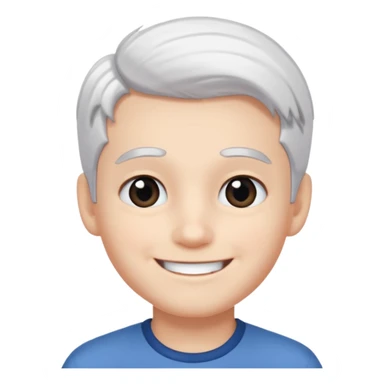pure white hair,black eyebrow,cute Boy, smile face sticker