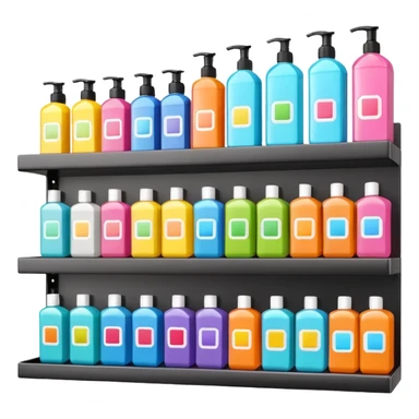 3D warehouse shelf with shampoo sticker