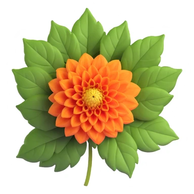 dahlia flower with green leaves sticker