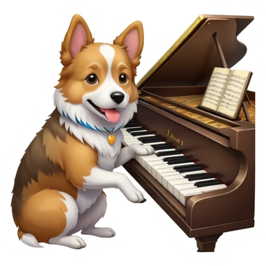 A dog playing piano sticker