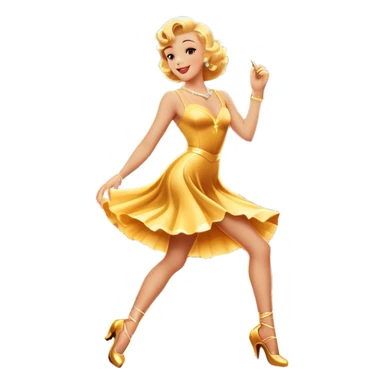 Vintage movie poster-style icon for a musical film. The cityscape glows in the background, evoking the golden era of musicals. A vibrant street scene with bright lights, dancers mid-step, a singer with a microphone. Transparent background. sticker