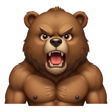 angry bear full bust sticker