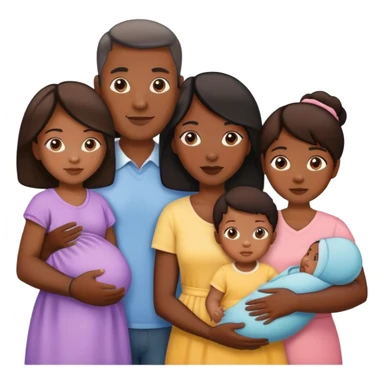 une famille noir mixte  de 2 enfants et 2 parents et 1 bébé sticker