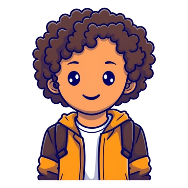 tan teenager with curly dark brown hair sticker