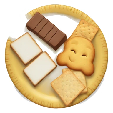 a plate consisting of candy, crackers, white bread and general snaks sticker