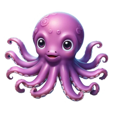 Cinematic Cute Octopus Portrait Emoji, Head tilted playfully and inquisitively, featuring a charming, rounded body with soft, shimmering skin and eight expressive, gently curling arms with playful suckers, with round, sparkling eyes full of wonder, Simplified yet irresistibly adorable features, highly detailed, glowing with a warm, inviting underwater glow, high shine, affectionate and lively, stylized with a touch of whimsical marine charm, soft glowing outline, capturing the essence of a mischievous yet loving octopus that seems as if it could float out of the screen into your arms! sticker