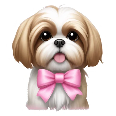 Light brown and white shih tzu with pink bow sticker