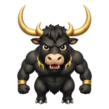 black angry powerful bull with golden horns emoji sticker