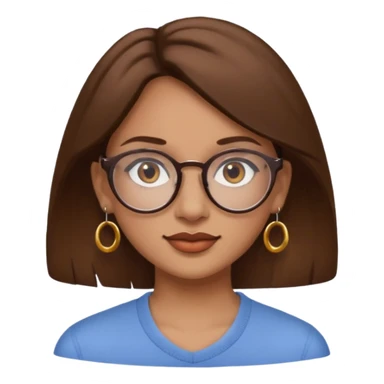 Women brown eye and brown hair with glasses and circle earing sticker