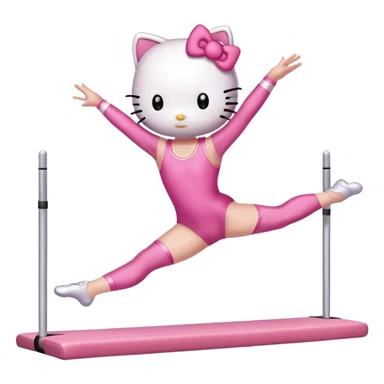 Hello Kitty performing a straight jump in gymnastics sticker