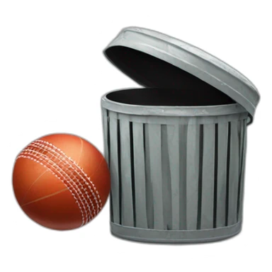 Cricket ball in a trash can sticker