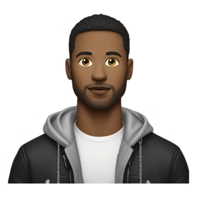 A white Birmingham strong male wearing silver chain on a black jacket,cool,style sticker