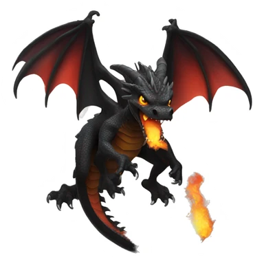 Black dragon breathing fire sticker
