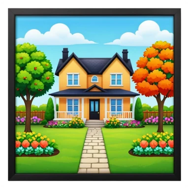 front yard house with garden sticker