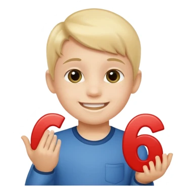 A Lil kid holding 6 7  sticker