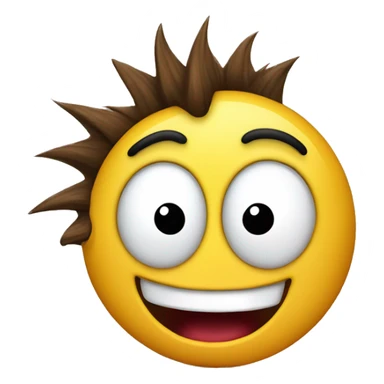freaky emoji with his tongue out and laughing but surprised with a mohawk sticker