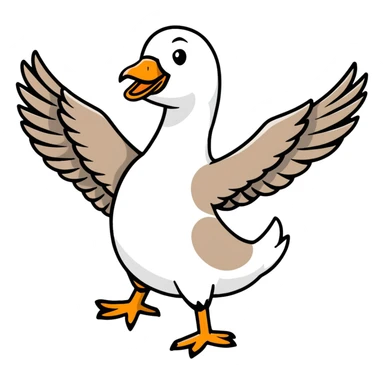 goose with wings spread out in t position sticker