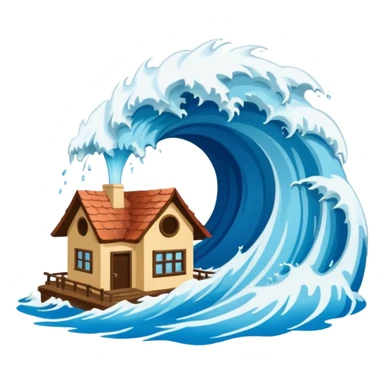 TSUNAMI DESTRUYENDO UNA CASA sticker
