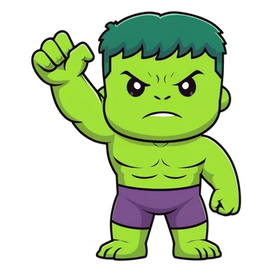 happy hulk superhero waving for kids sticker