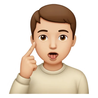 person with index finger in mouth, biting finger sticker