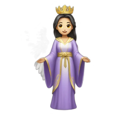 Female Asian angel with a crown, wings and robe sticker