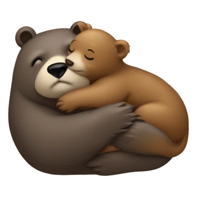Bear cuddling an otter sticker