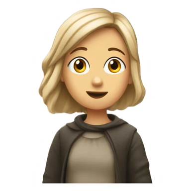 European girl looking at Romanesque church sticker