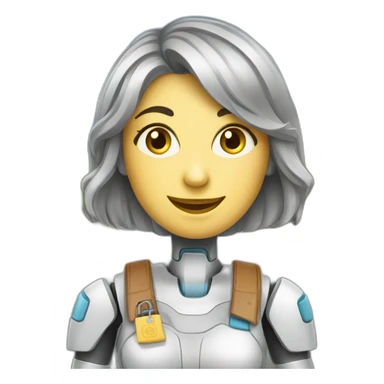 a friendly and warm  female robot who works as customer support agent in a bavarian town sticker