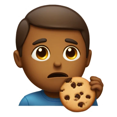 Sad face eating a cookie sticker